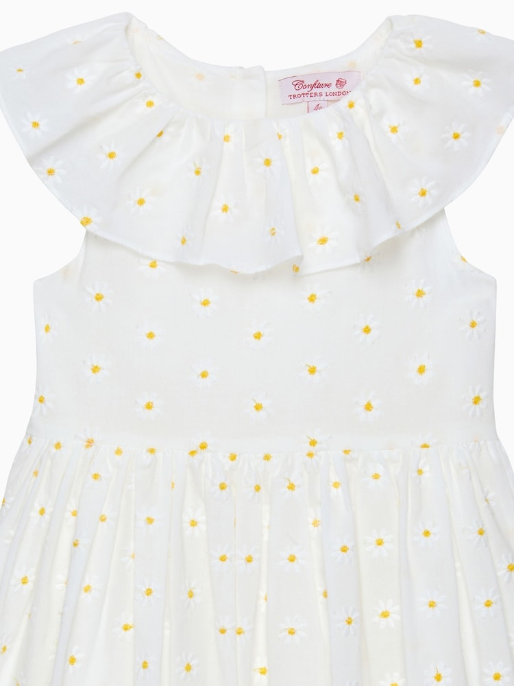 Trotters London 100% Cotton Daisy Wide Willow White Dress - Image 3 of 3