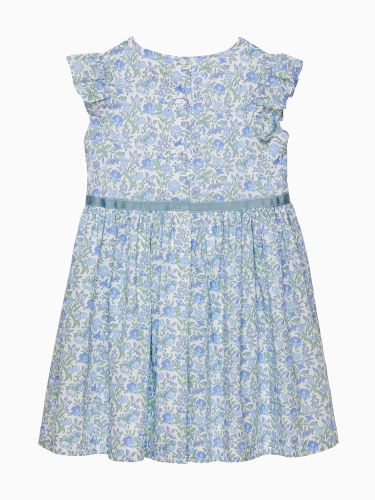 Trotters London Liberty Print 100% Cotton Blue Bluebell Dress - Bild 2 von 3
