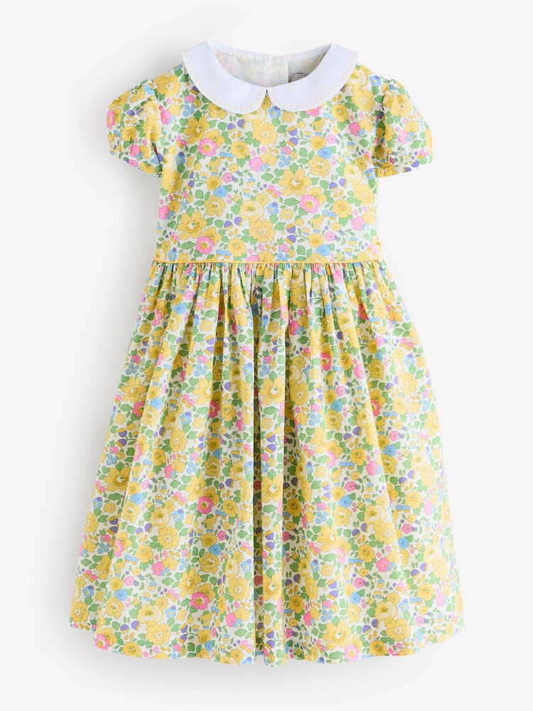 Trotters London Yellow Liberty Print Betsy 100% Cotton Dress - Image 1 of 1
