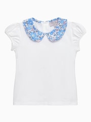 Trotters London White Liberty Print Betsy Pie Crust Jersey Top - Imagen 1 de 3