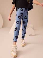 Blue Large Floral Printed Leggings (3-16yrs) - Image 1 of 5