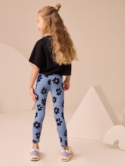 Blue Large Floral Printed Leggings (3-16yrs) - Image 3 of 5