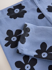 Blue Large Floral Printed Leggings (3-16yrs) - Image 5 of 5