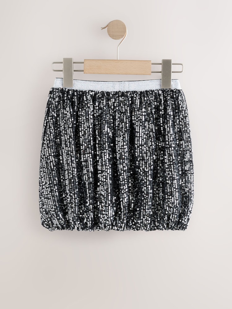 Silver Sequin Puffball Bubble Skirt (3-16yrs) - Image 2 of 4