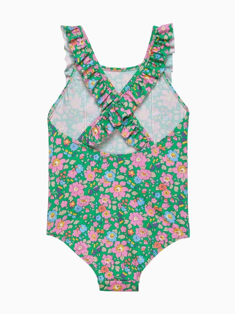 Trotters London Green Liberty Print Betsy Frill Swimsuit - Image 2 of 2