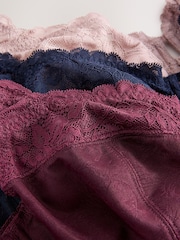 Navy/Berry/Pink DD+ Lace Trim Non Pad Full Cup Underwired Bras 3 Pack - Image 10 of 11