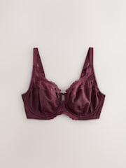 Navy/Berry/Pink DD+ Lace Trim Non Pad Full Cup Underwired Bras 3 Pack - Image 7 of 11