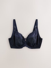 Navy/Berry/Pink DD+ Lace Trim Non Pad Full Cup Underwired Bras 3 Pack - Image 8 of 11