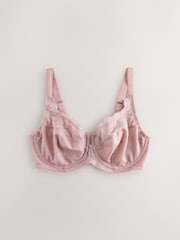 Navy/Berry/Pink DD+ Lace Trim Non Pad Full Cup Underwired Bras 3 Pack - Image 9 of 11