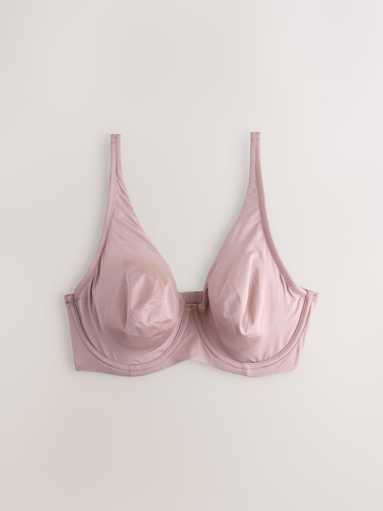 Blue/Pink/Cream Non Pad Full Cup DD+ Microfibre Smoothing Ultimate Comfort T-Shirt Bras 3 Pack - Image 2 of 6 Blue/Pink/Cream Non Pad Full Cup DD+ Microfibre Smoothing Ultimate Comfort T-Shirt Bras 3 Pack - Image 2 of 6