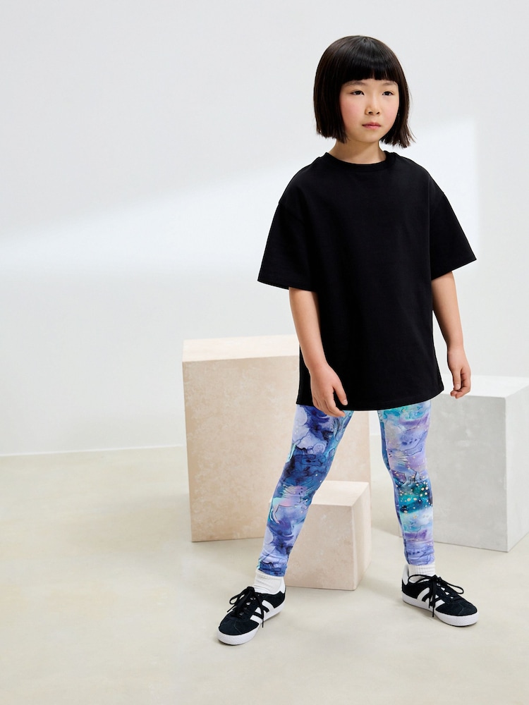 Blue Unicorn Swirly Printed Leggings (3-16yrs) - Image 2 of 7 Blue Unicorn Swirly Printed Leggings (3-16yrs) - Image 2 of 7