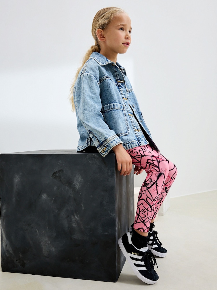 Pink Graffiti Heart Printed Leggings (3-16yrs) - Image 2 of 3
