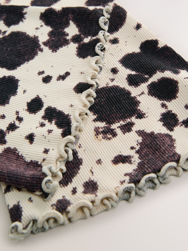 Cow Print 1 Pack Rib Flare Leggings (3-16yrs) - Image 7 of 7