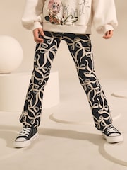 Black/White Bow 1 Pack Rib Flare Leggings (3-16yrs) - Image 2 of 6