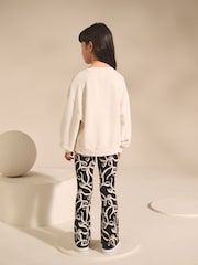 Black/White Bow 1 Pack Rib Flare Leggings (3-16yrs) - Image 3 of 6