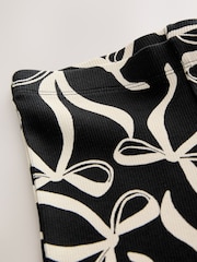 Black/White Bow 1 Pack Rib Flare Leggings (3-16yrs) - Image 5 of 6