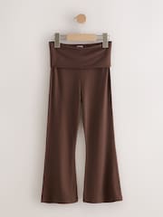 Chocolate Brown Fold Over Flare Leggings (3-16yrs) - Image 4 of 7