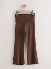 Chocolate Brown Fold Over Flare Leggings (3-16yrs) - Image 5 of 7