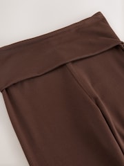 Chocolate Brown Fold Over Flare Leggings (3-16yrs) - Image 7 of 7