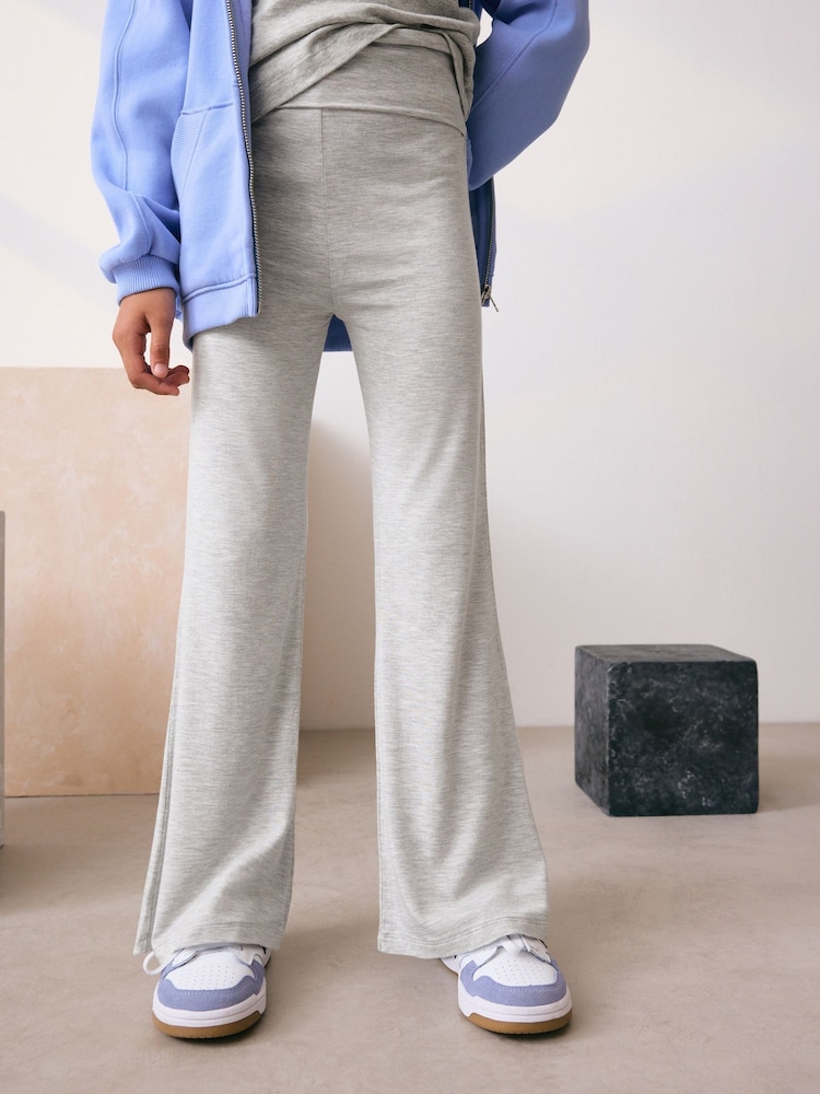 Grey Fold Over Flare Leggings (3-16yrs) - Image 1 of 8 Grey Fold Over Flare Leggings (3-16yrs) - Image 1 of 8