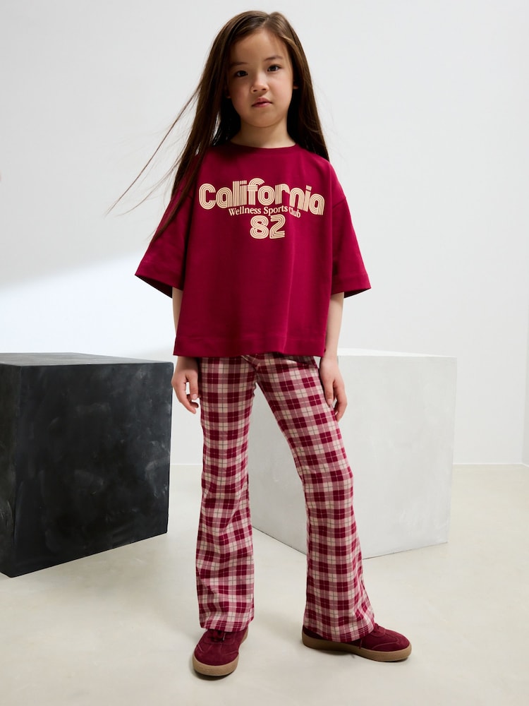 Red/Berry Check 1 Pack Leggings (3-16yrs) - Image 2 of 5