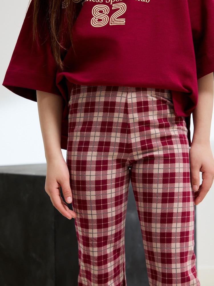 Red/Berry Check 1 Pack Leggings (3-16yrs) - Image 5 of 5