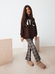 Brown Check 1 Pack Flare LeggingsS (3-16yrs) - Image 2 of 9