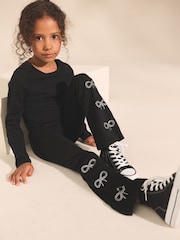 Black Diamante Bow 1 Pack Flare Leggings (3-16yrs) - Image 2 of 8