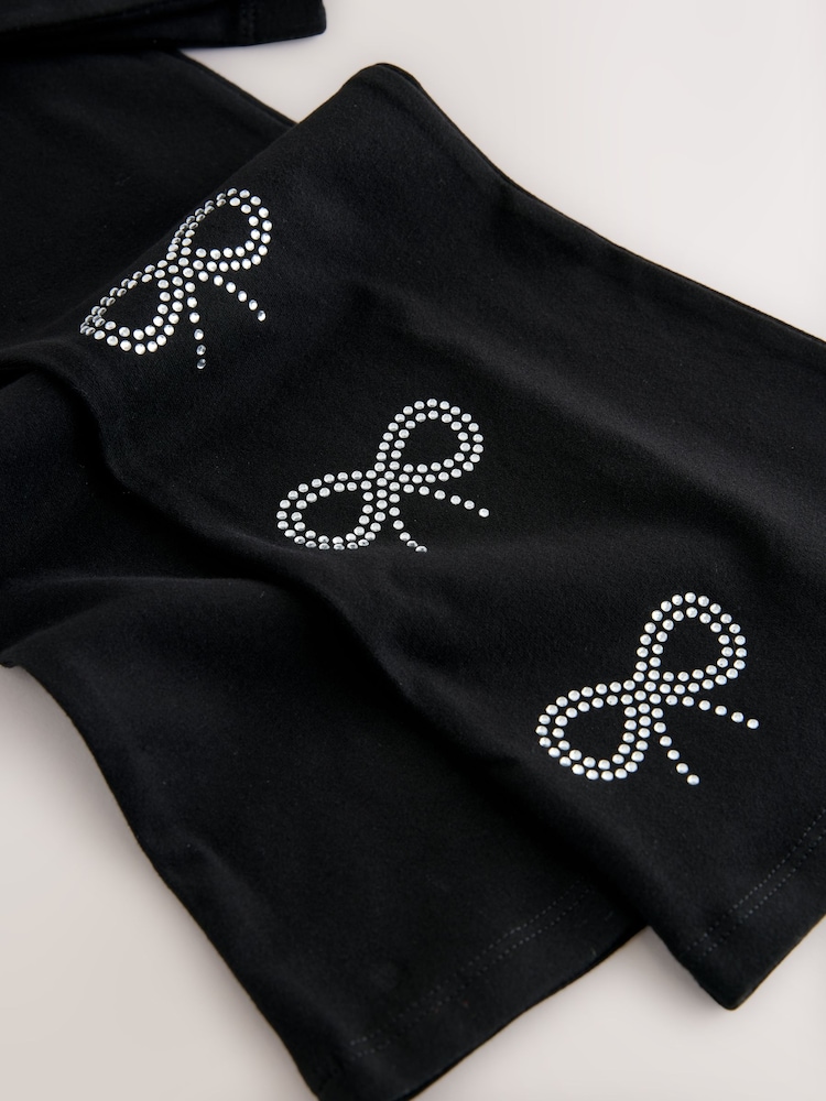 Black Diamante Bow 1 Pack Flare Leggings (3-16yrs) - Image 8 of 8