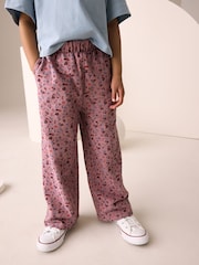Berry Pink Floral Wide Leg Trousers (3-16yrs) - Image 10 of 12