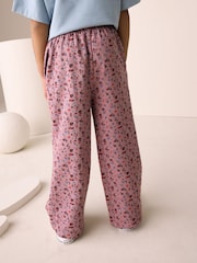 Berry Pink Floral Wide Leg Trousers (3-16yrs) - Image 12 of 12