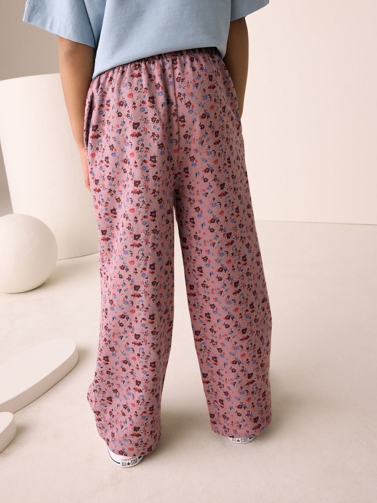 Berry Pink Floral Wide Leg Trousers (3-16yrs) - Image 12 of 12