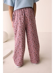 Berry Pink Floral Wide Leg Trousers (3-16yrs) - Image 1 of 12