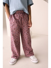 Berry Pink Floral Wide Leg Trousers (3-16yrs) - Image 3 of 12