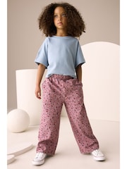 Berry Pink Floral Wide Leg Trousers (3-16yrs) - Image 4 of 12