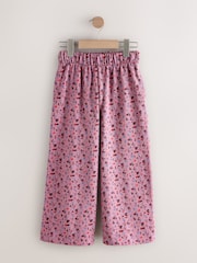 Berry Pink Floral Wide Leg Trousers (3-16yrs) - Image 6 of 12