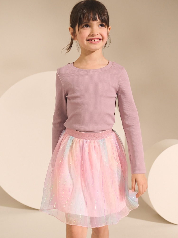 Pink Rainbow Sparkle Pull On Skirt (3-16yrs) - Image 1 of 6