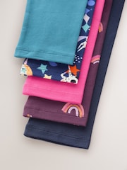 Navy/Pink Rainbow Unicorn Leggings 5 Pack (3-16yrs) - Image 3 of 4