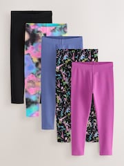 Black Pink Multi Splat Leggings 5 Pack (3-16yrs) - Image 1 of 9
