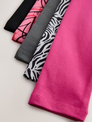 Pink/Charcoal Heart Leggings 5 Pack (3-16yrs) - Image 9 of 9