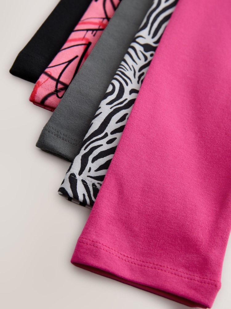 Pink/Charcoal Heart Leggings 5 Pack (3-16yrs) - Image 9 of 9