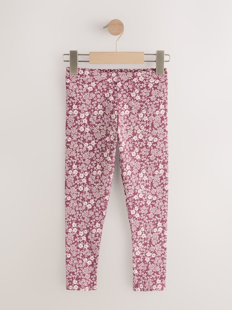 Pink and Navy Floral Leggings 5 Pack (3-16yrs) - Image 2 of 10