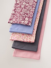 Pink and Navy Floral Leggings 5 Pack (3-16yrs) - Image 9 of 10