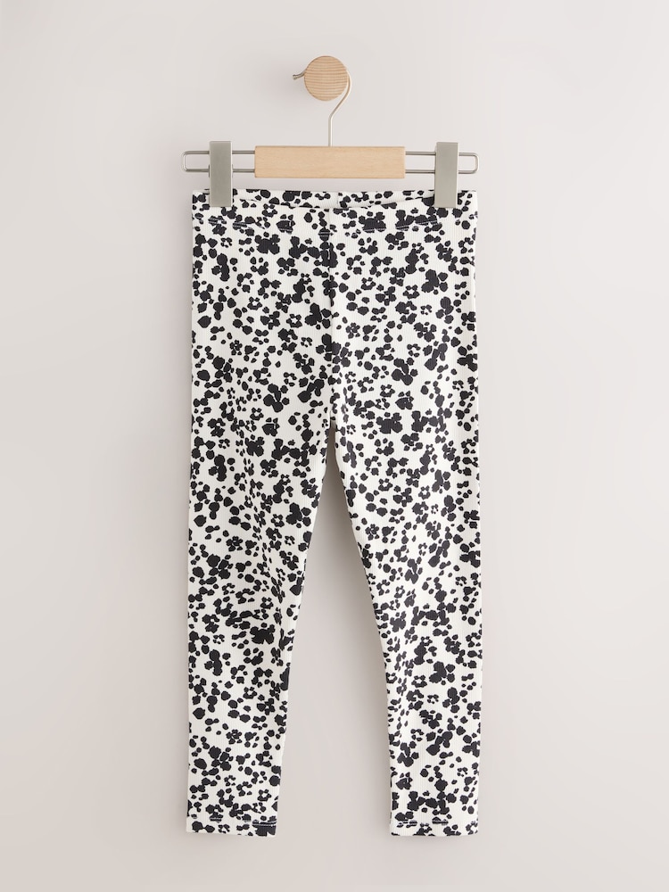 Animal/Neutral Ribbed Leggings 5 Pack (3-16yrs) - Image 2 of 7