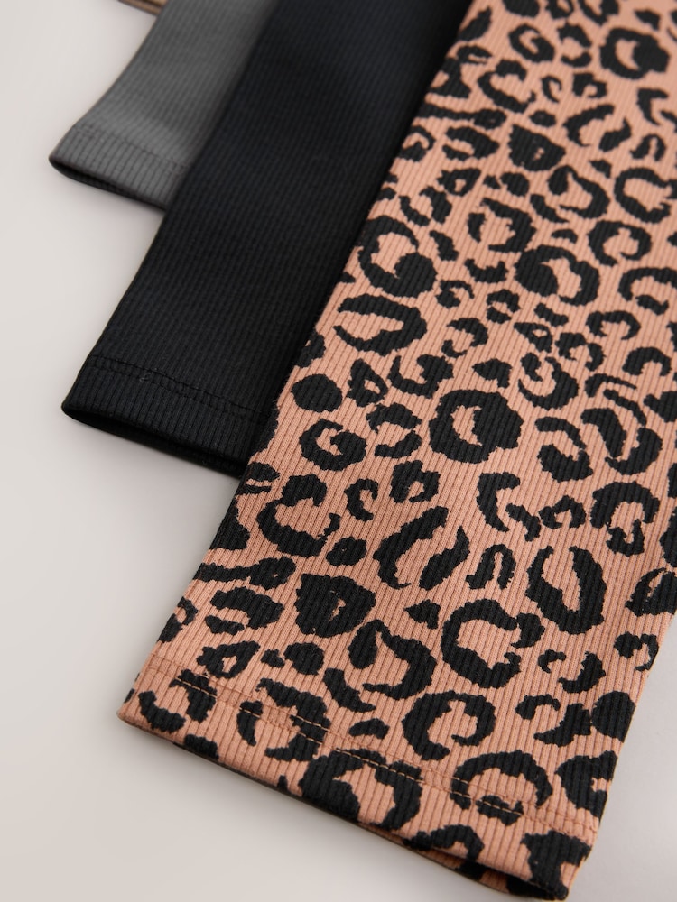 Animal/Neutral Ribbed Leggings 5 Pack (3-16yrs) - Image 7 of 7