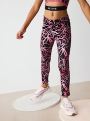 Black Graffiti Heart Sports Leggings (3-16yrs) - Image 1 of 8