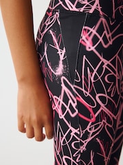 Black Graffiti Heart Sports Leggings (3-16yrs) - Image 4 of 8