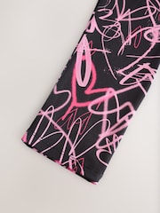 Black Graffiti Heart Sports Leggings (3-16yrs) - Image 8 of 8