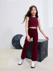 Berry Red Flared Sports Leggings (3-16yrs) - Image 3 of 8