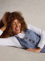 White Stuff Blue Viola 100% Linen Dungarees - Image 4 of 8